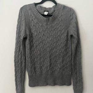 J. Crew grey cable knit long sleeve sweater, worn once, size small
